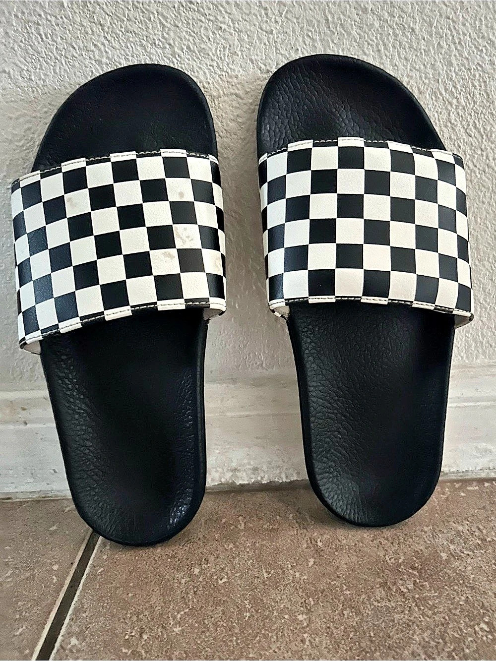 Vans La Costa Slide-On Checkerboard Sandals Black & White